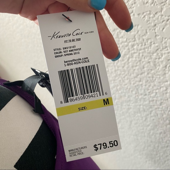 Kenneth Cole || purple short sleeve cowl neck wrap top - Picture 6 of 7